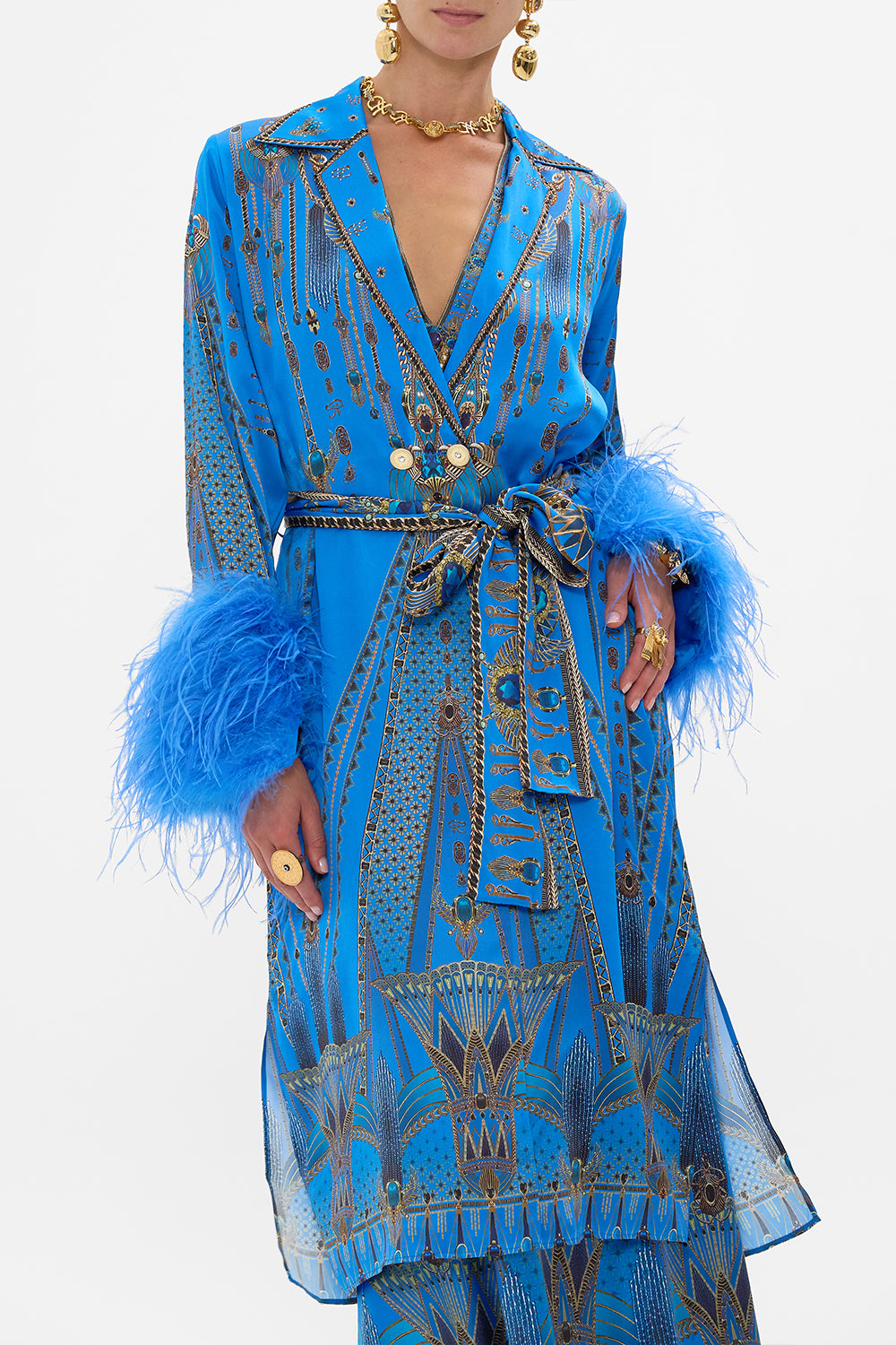 The Archival Revival Split Cuff Soft Coat With Feathers | CAMILLA