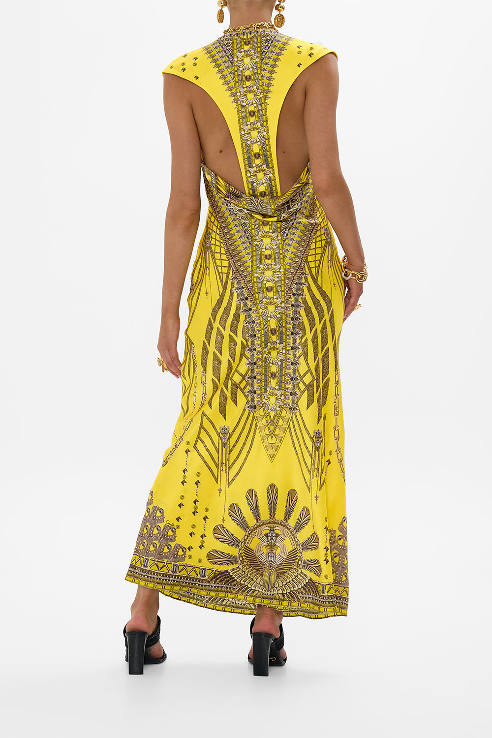 EXTENDED SHOULDER DRESS WITH T BACK SHRINE OF SUNSHINE