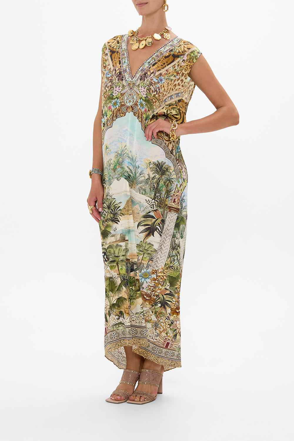 SLEEVELESS DRAPE BACK DRESS VIEWS OF THE VALLEY