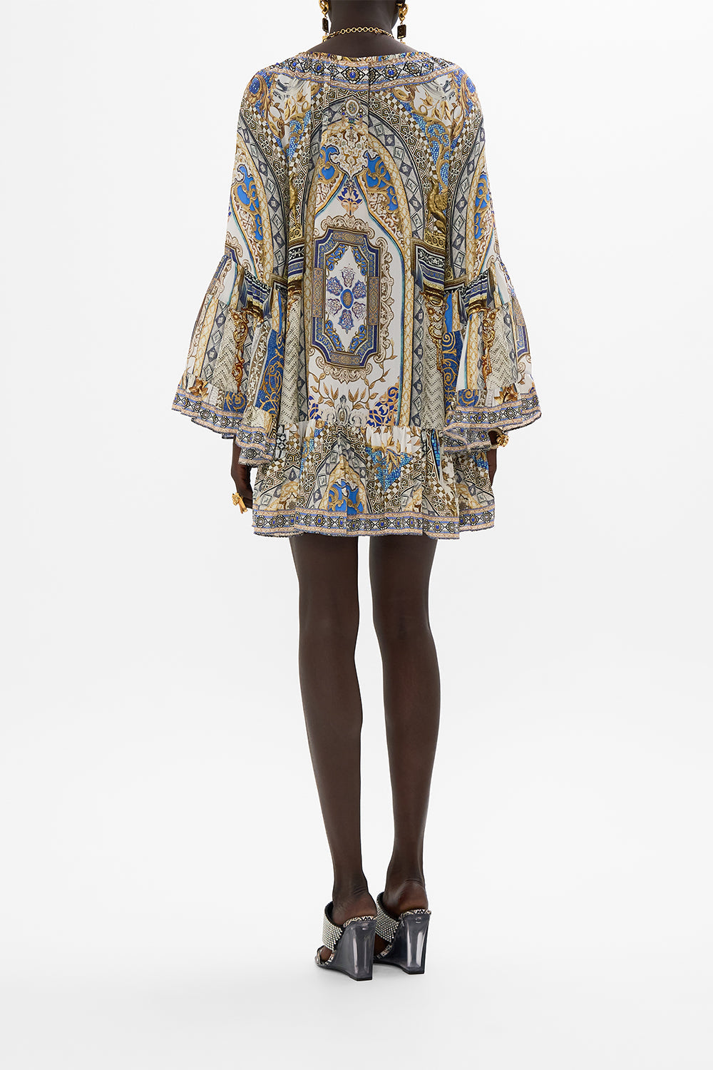 CAMILLA A-Line Frill Dress in Make Me Your Mosaic Print.