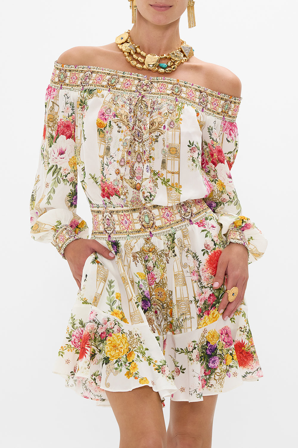 OFF SHOULDER SHORT DRESS EGYPTIAN ROSE