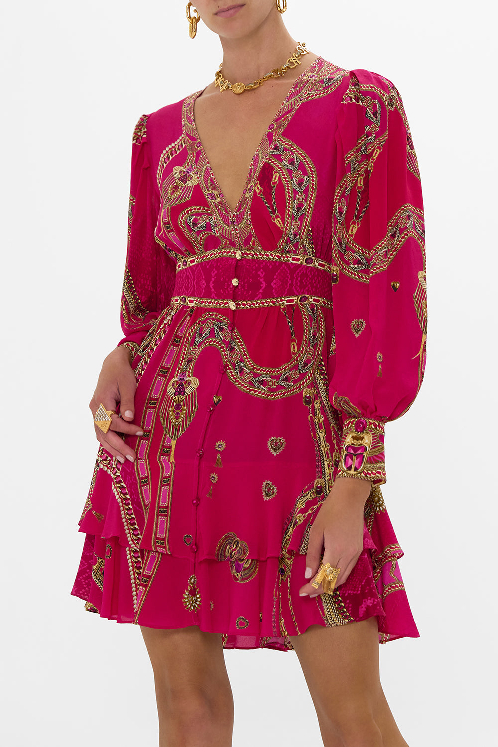 BUTTON FRONT FRILL DRESS KISSED BY A COBRA