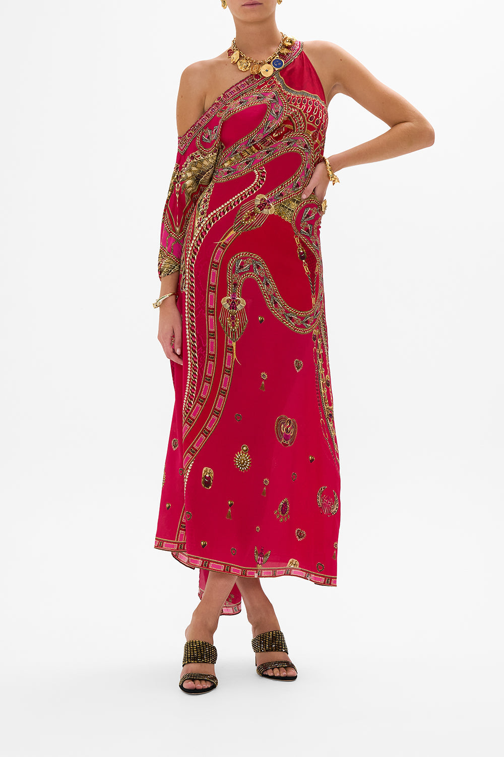 ONE SHOULDER KAFTAN WITH NECKBAND KISSED BY A COBRA