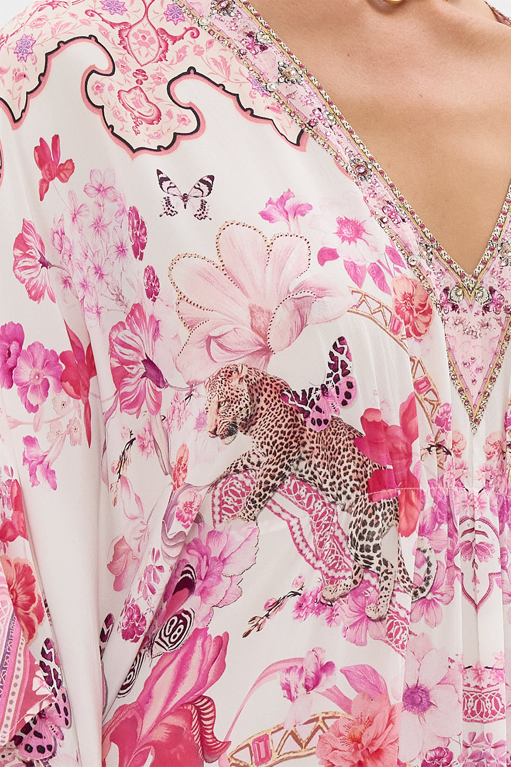 GATHERED WAIST KAFTAN BOTANICAL NOVELLA