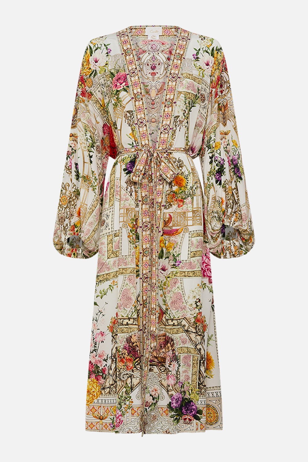 CAMILLA Blouson sleeve layer in Egyptian rose print.