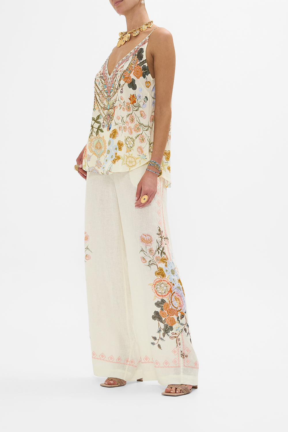 CAMILLA V Neck Cami in Honour of Heirlooms print