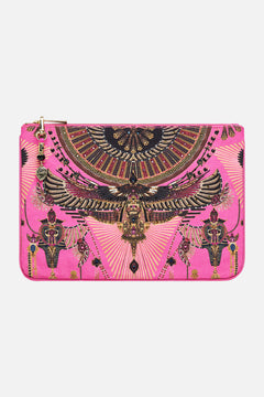 CAMILLA Small Canvas Clutch in Song of The Scarab print. 