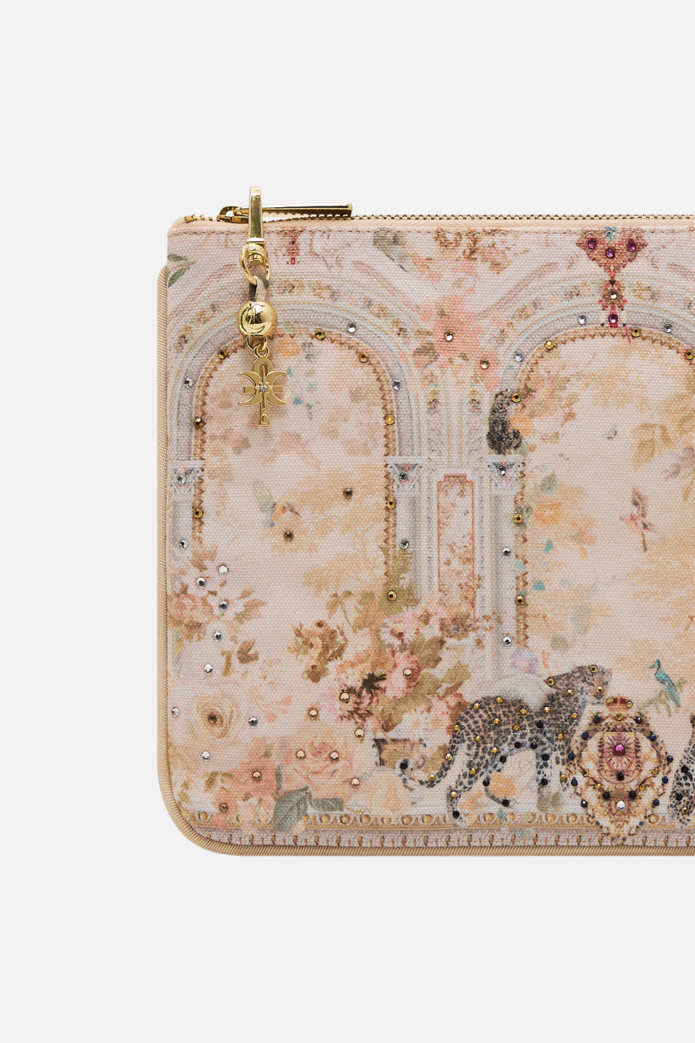 CAMILLA small canvas clutch in Adorned in Antiquity print. 
