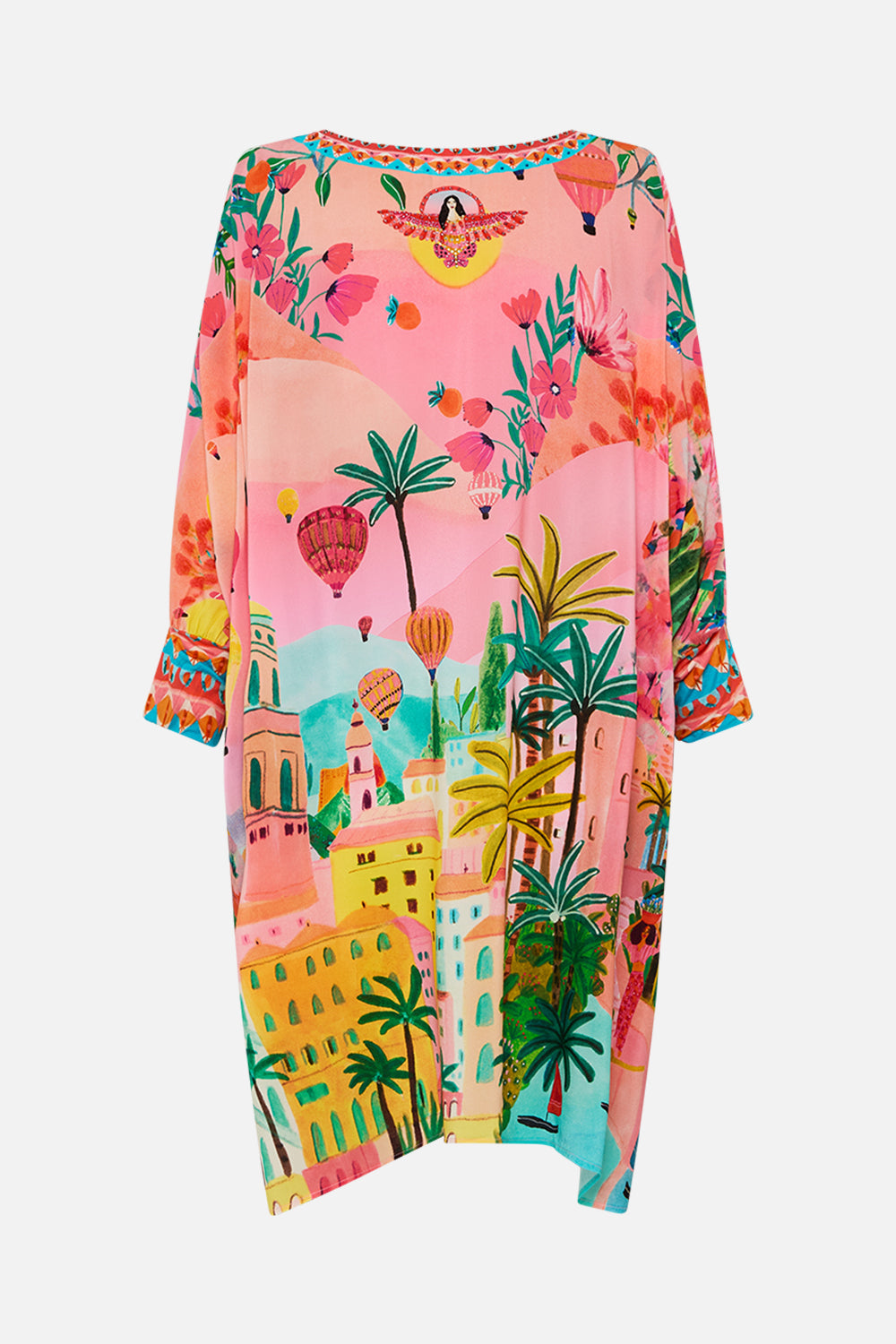 CAMILLA Short Kaftan With Cuff in Sister Sunset print. 