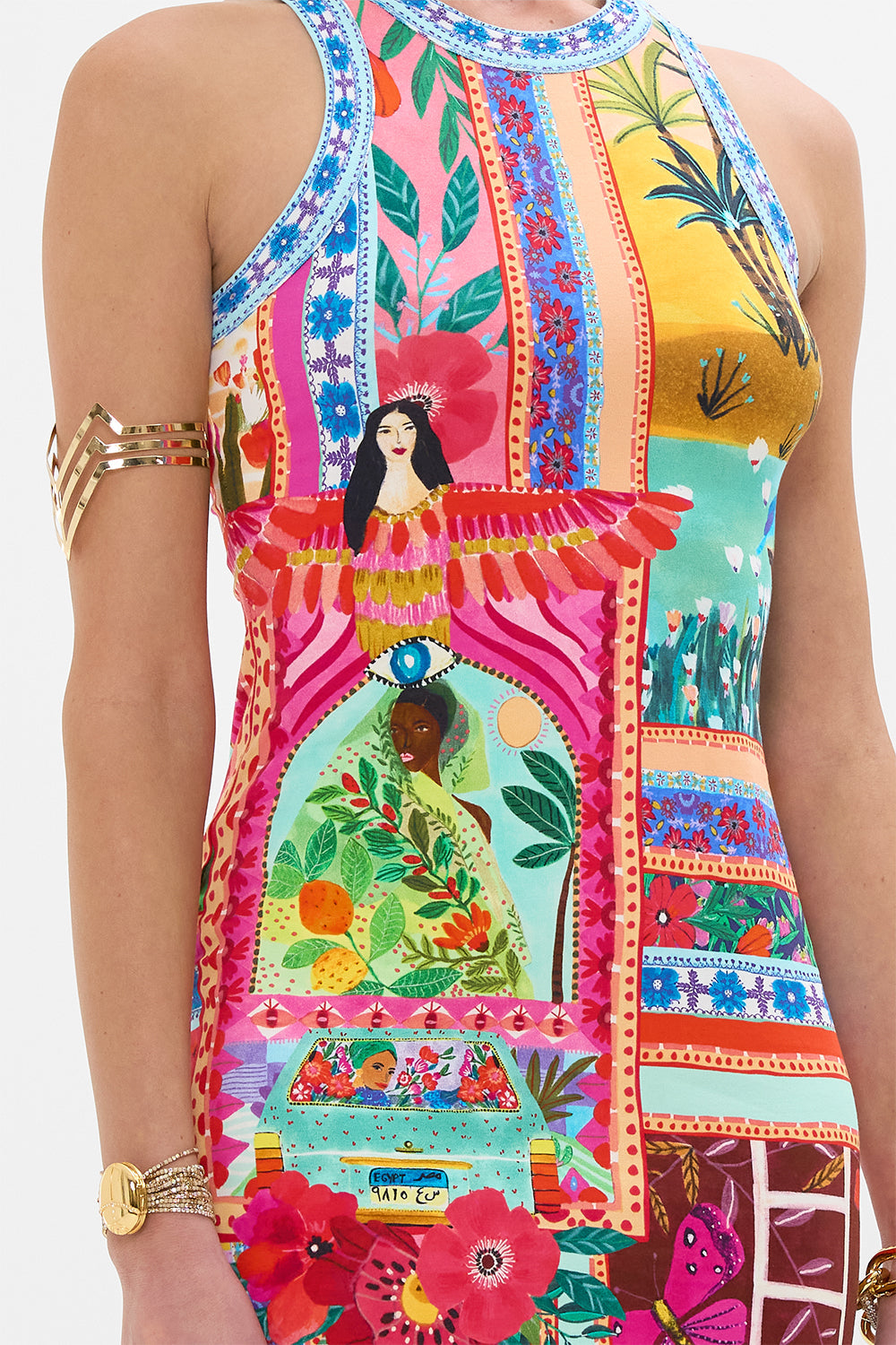 CAMILLA Jersey Tank Dress in Roeqiyas Realm print. 