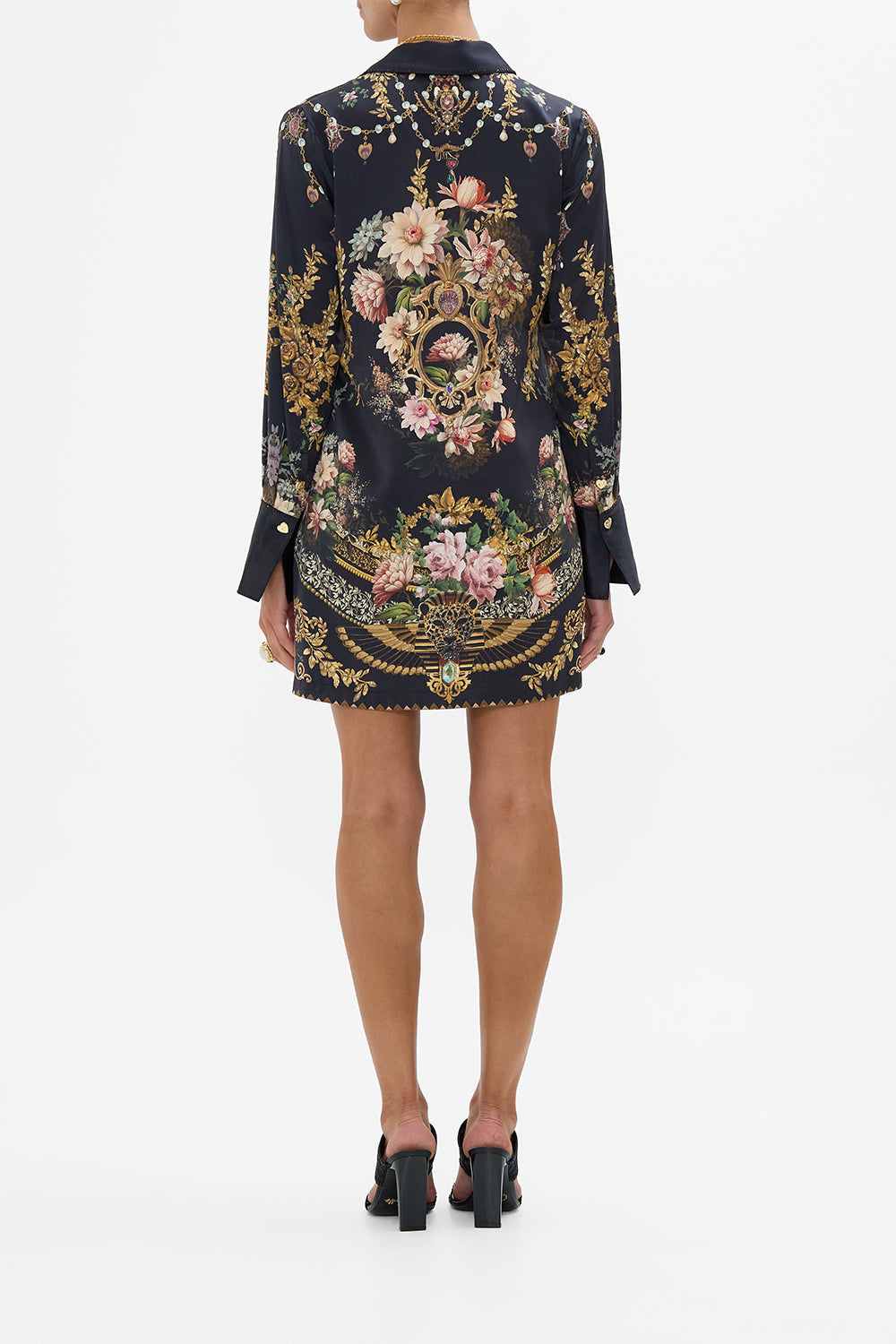 CAMILLA mini shirt dress in Dynasty Daze print. 