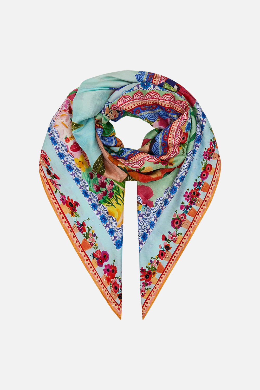CAMILLA Large Square Scarf in Queens of Creation print. 