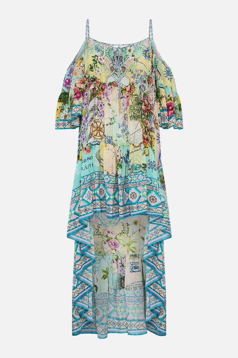 COLD SHOULDER HIGH LOW DRESS JUST COASTING