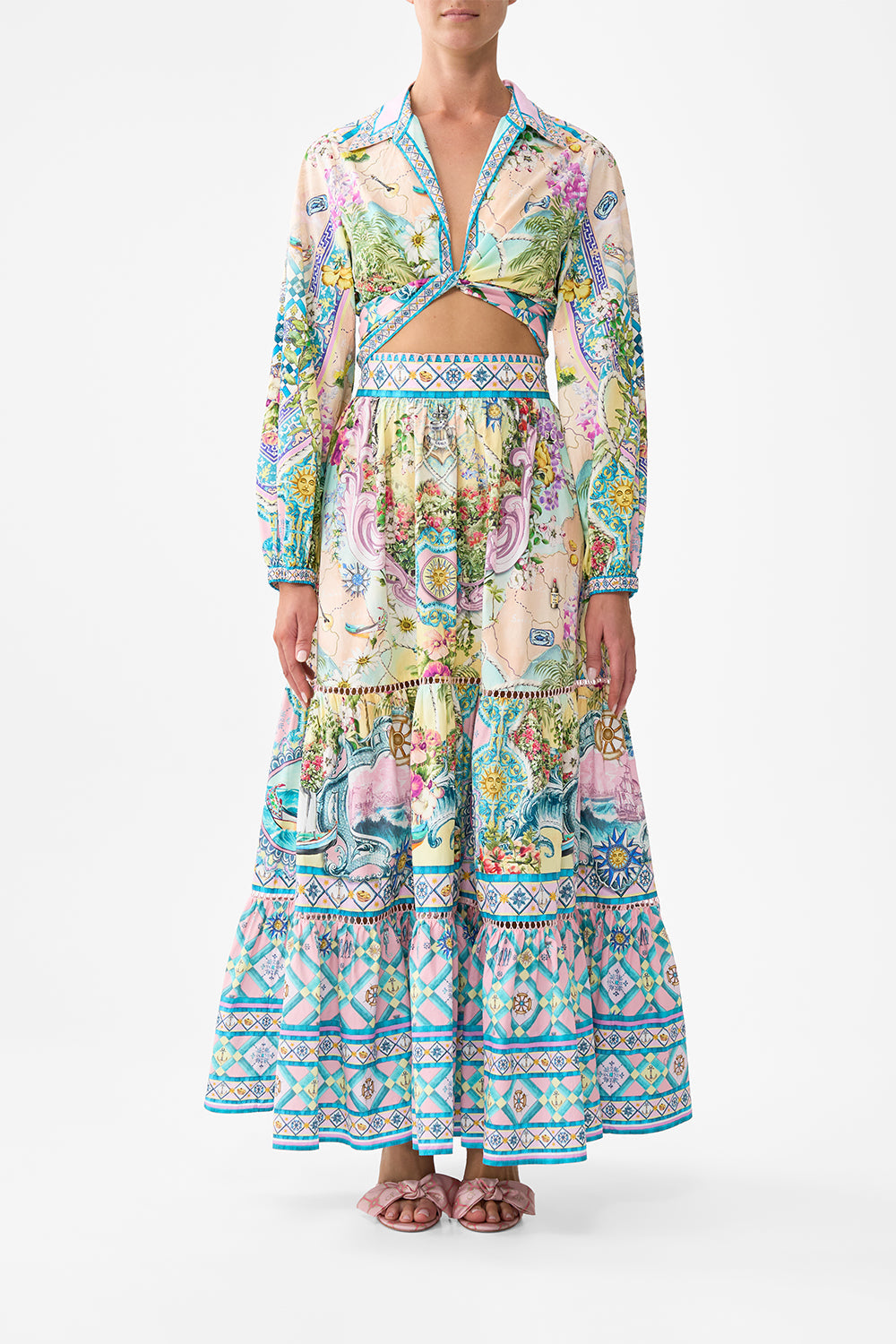 camilla just coasting a-line frill dress The Print Collection Color:RUMPINK dresses and swimwear is SHI-MQ Lace Up Side Asymmetrical