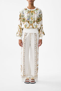 The CAMILLA Bias Cut Drawstring Pant in our Dressing Room Drama print.