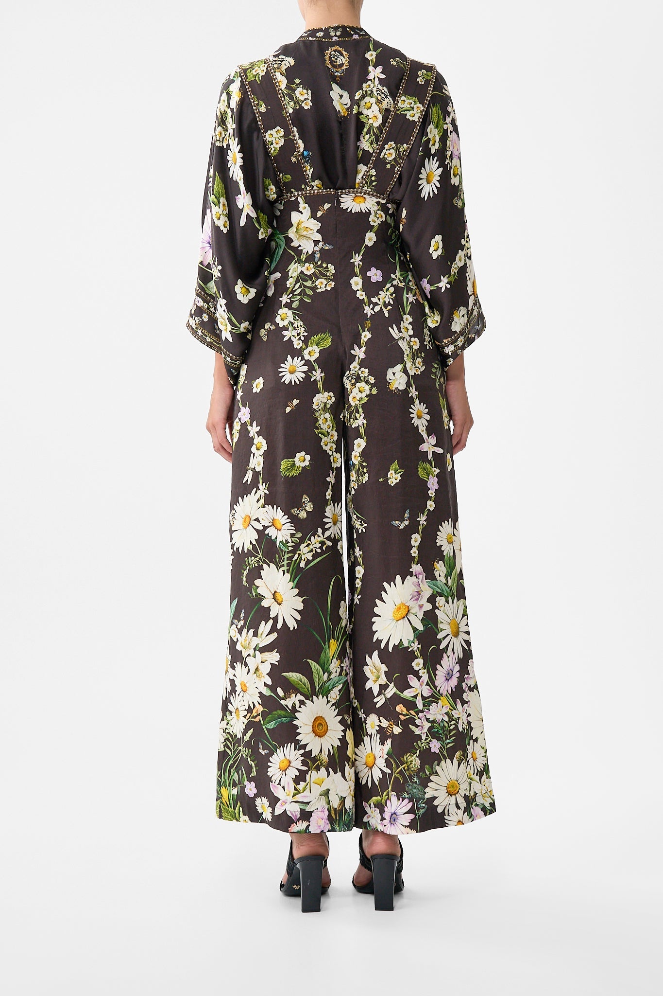 The CAMILLA Detachable Strap Wide Leg Jumpsuit in our Dish It, Daisy print.