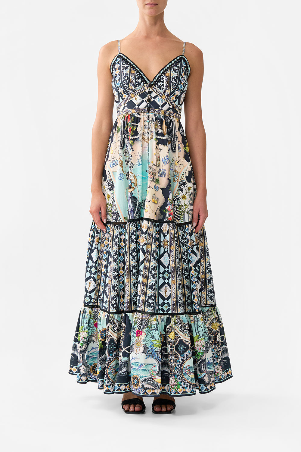 The CAMILLA Tiered Bodice Dress in our Folk Afloat print.