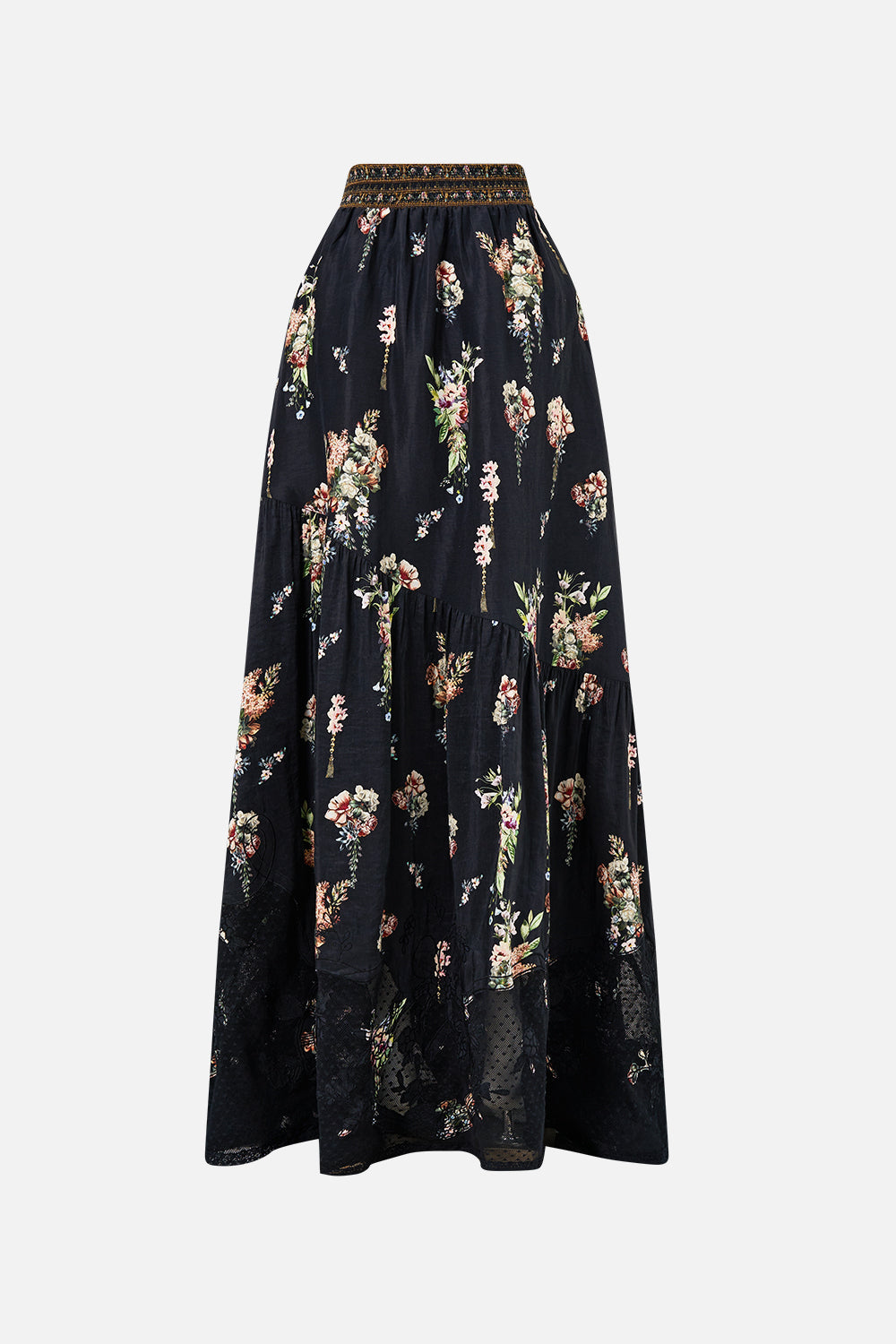 The CAMILLA Skirt With Shaped Seam in our Noble Endeavours print.