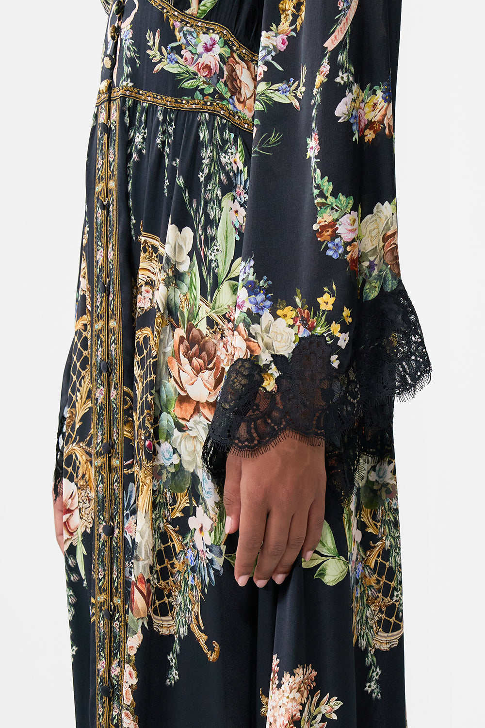 The CAMILLA Kimono Sleeve Dress With Shirring Detail in our Noble Endeavours print.