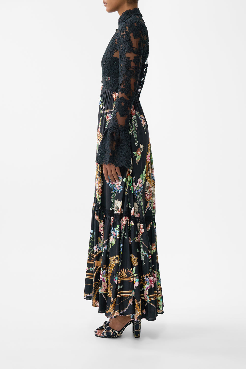 The CAMILLA Lace Bodice Maxi Dress in our Noble Endeavours print.