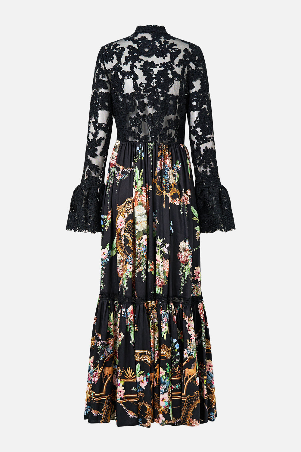 The CAMILLA Lace Bodice Maxi Dress in our Noble Endeavours print.