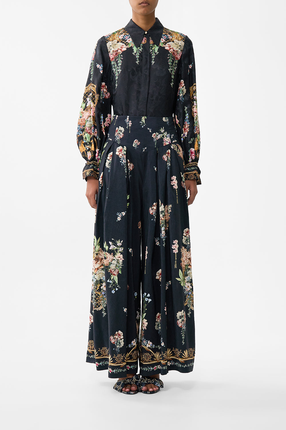 The CAMILLA Curved Collar Blouse in our Noble Endeavours print.