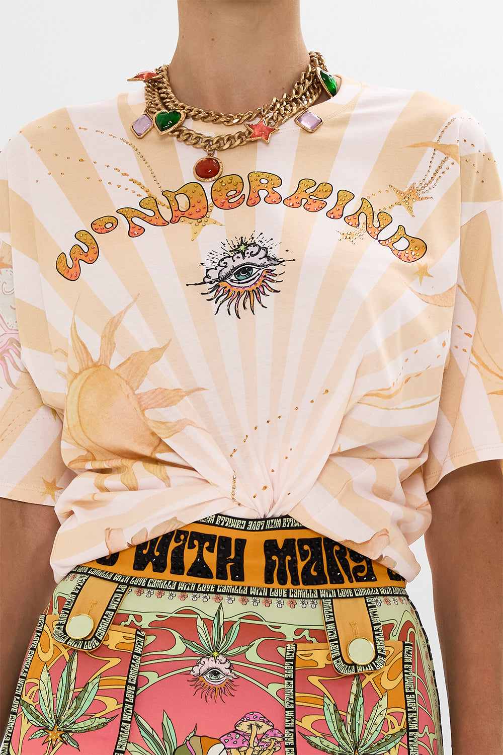 OVERSIZED BAND TEE - MULTI LETS CHASE RAINBOWS