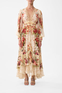 The CAMILLA Long Button Front Dress in our Meet Me At The Majestic print.