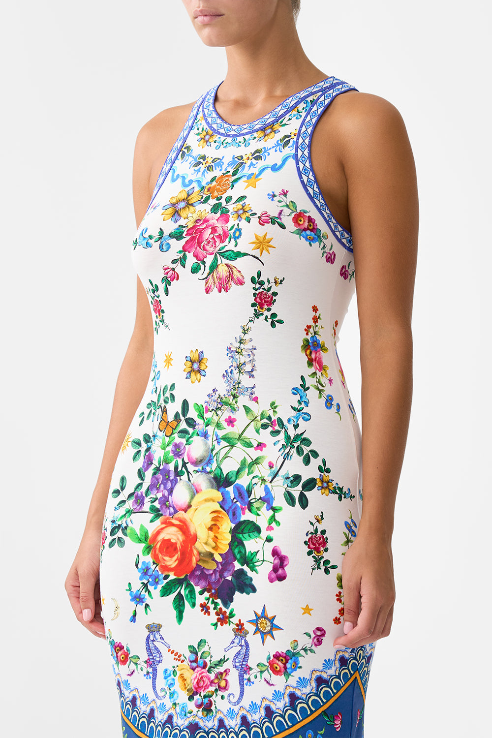 The CAMILLA Jersey Tank Dress in our Tiles Darls print.