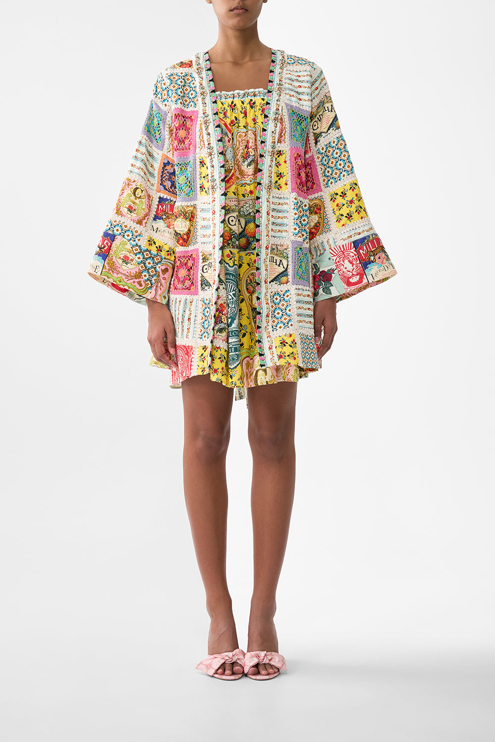 SHORT KIMONO WRAP AROMATIC TIGER FLOWER