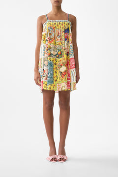 WIDE STRAP SHORT SUNDRESS AROMATIC TIGER FLOWER