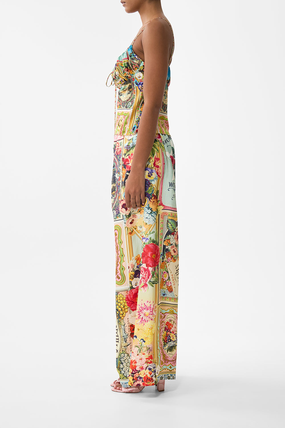The CAMILLA Gathered Bodice Bias Top in our Soap Opera print.