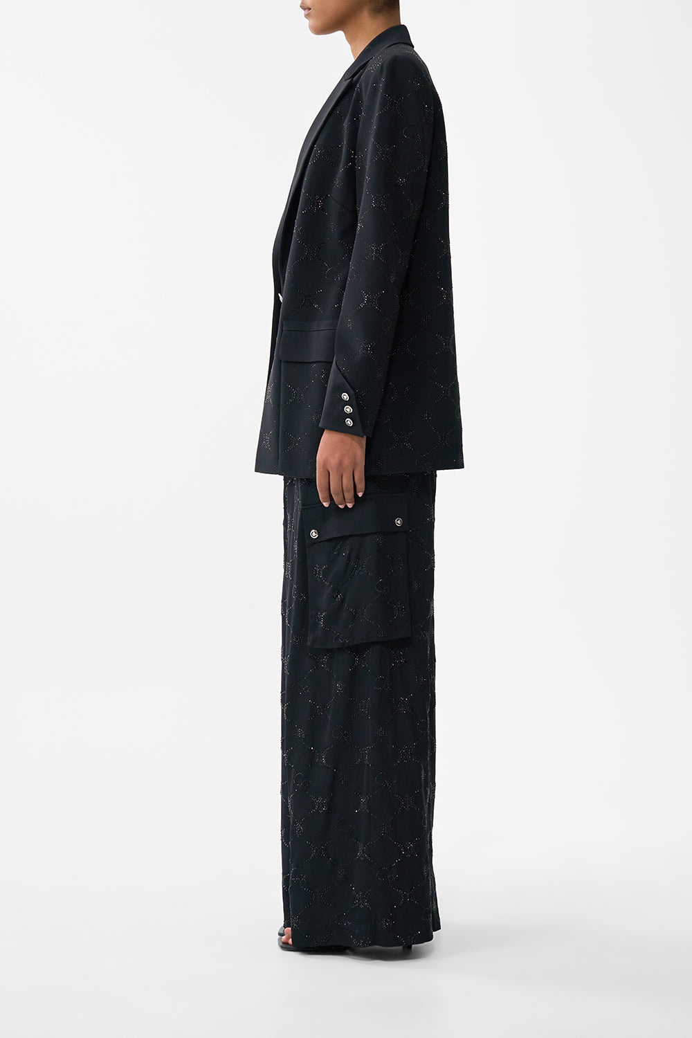 The CAMILLA Wide Leg Utility Pants in our Solid Black print.