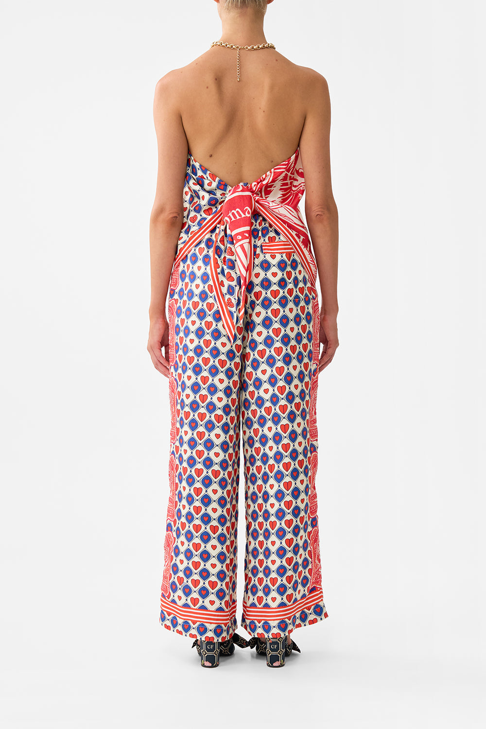 The CAMILLA Knotted Scarf Top in our Rinse & Roar print.