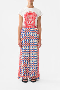 The CAMILLA Button Front Lounge Pant in our Rinse & Roar print.