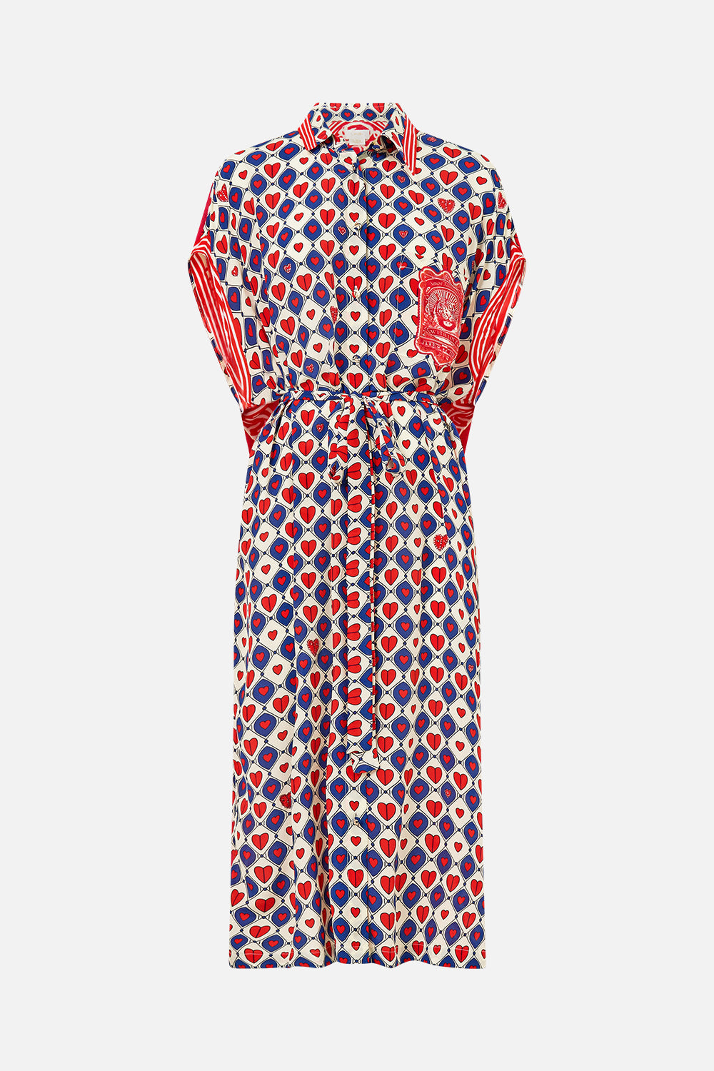 The CAMILLA SLEEVELESS SHIRTDRESS RINSE & ROAR in our  print.