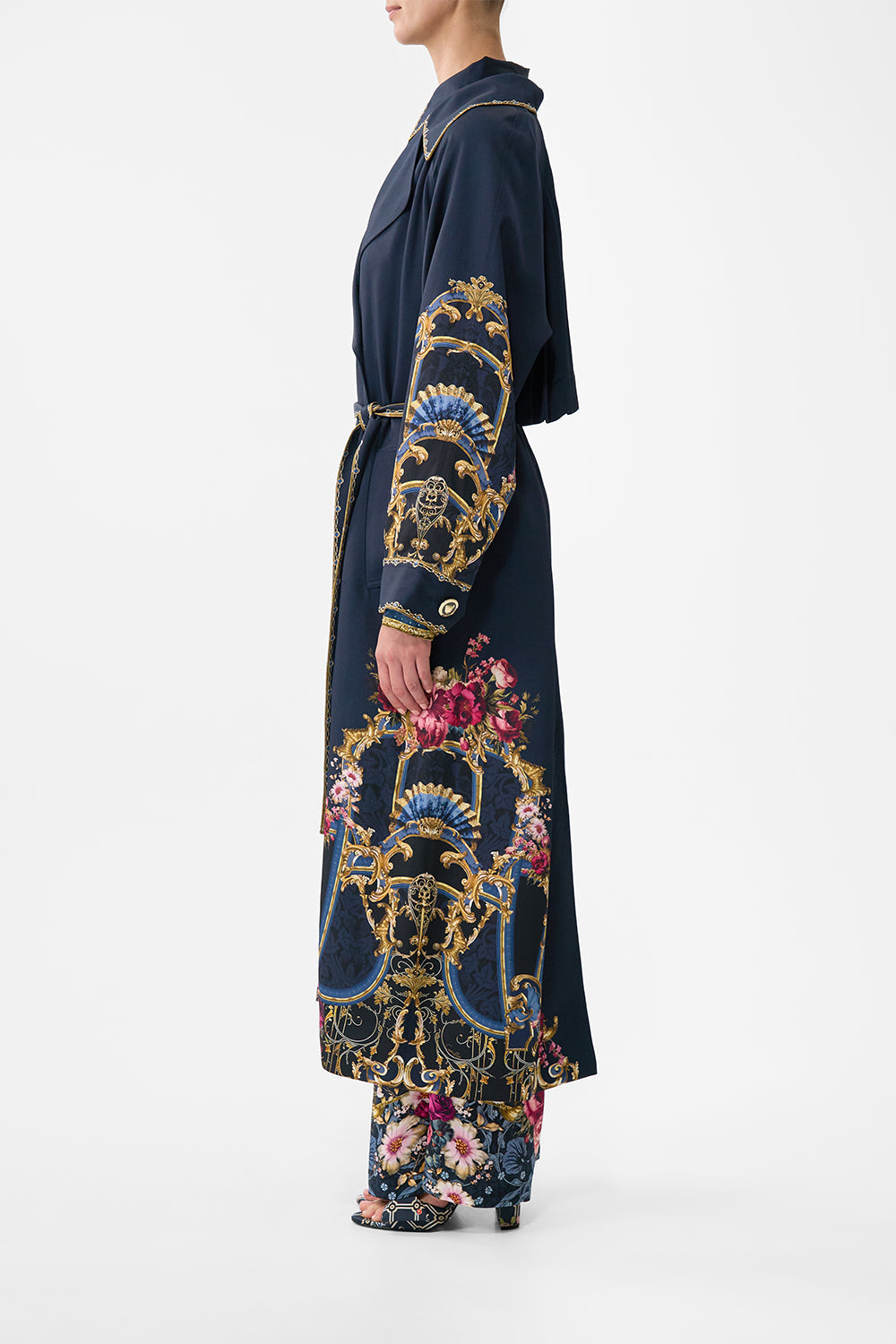 The CAMILLA PLEATED BACK TRENCH ORNATE ON A PLATE in our  print.