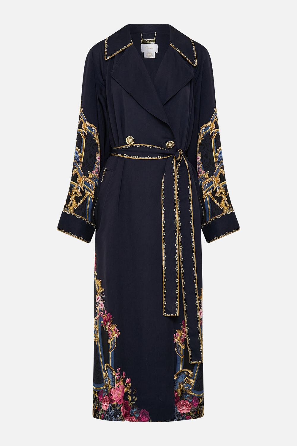 The CAMILLA PLEATED BACK TRENCH ORNATE ON A PLATE in our  print.