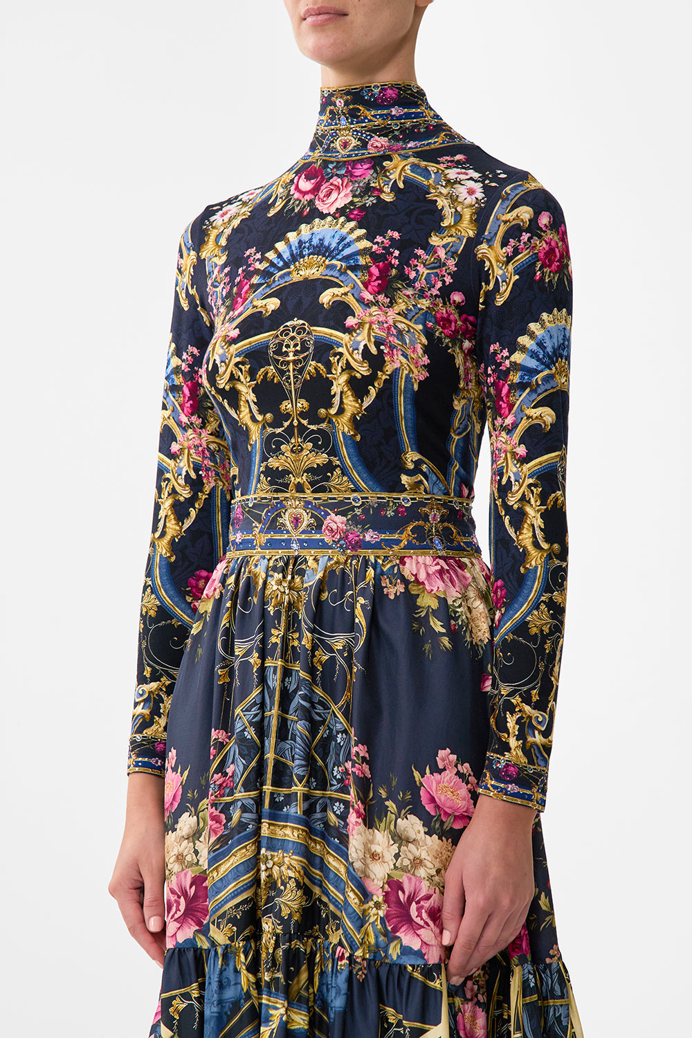 The CAMILLA Jersey Turtleneck in our Ornate On A Plate print.