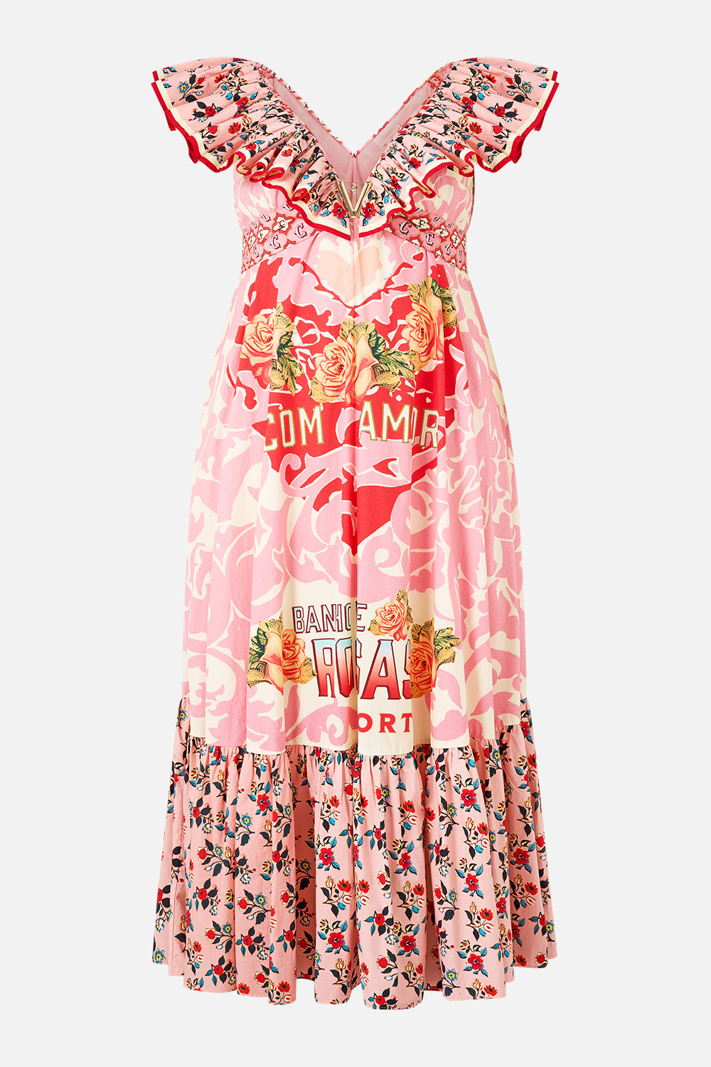 FRILL NECK DRESS WITH HARDWARE PINK PORTO