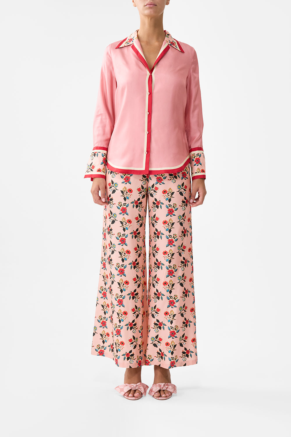 The CAMILLA PYJAMA SHIRT PINK PORTO in our PINK PORTO print.