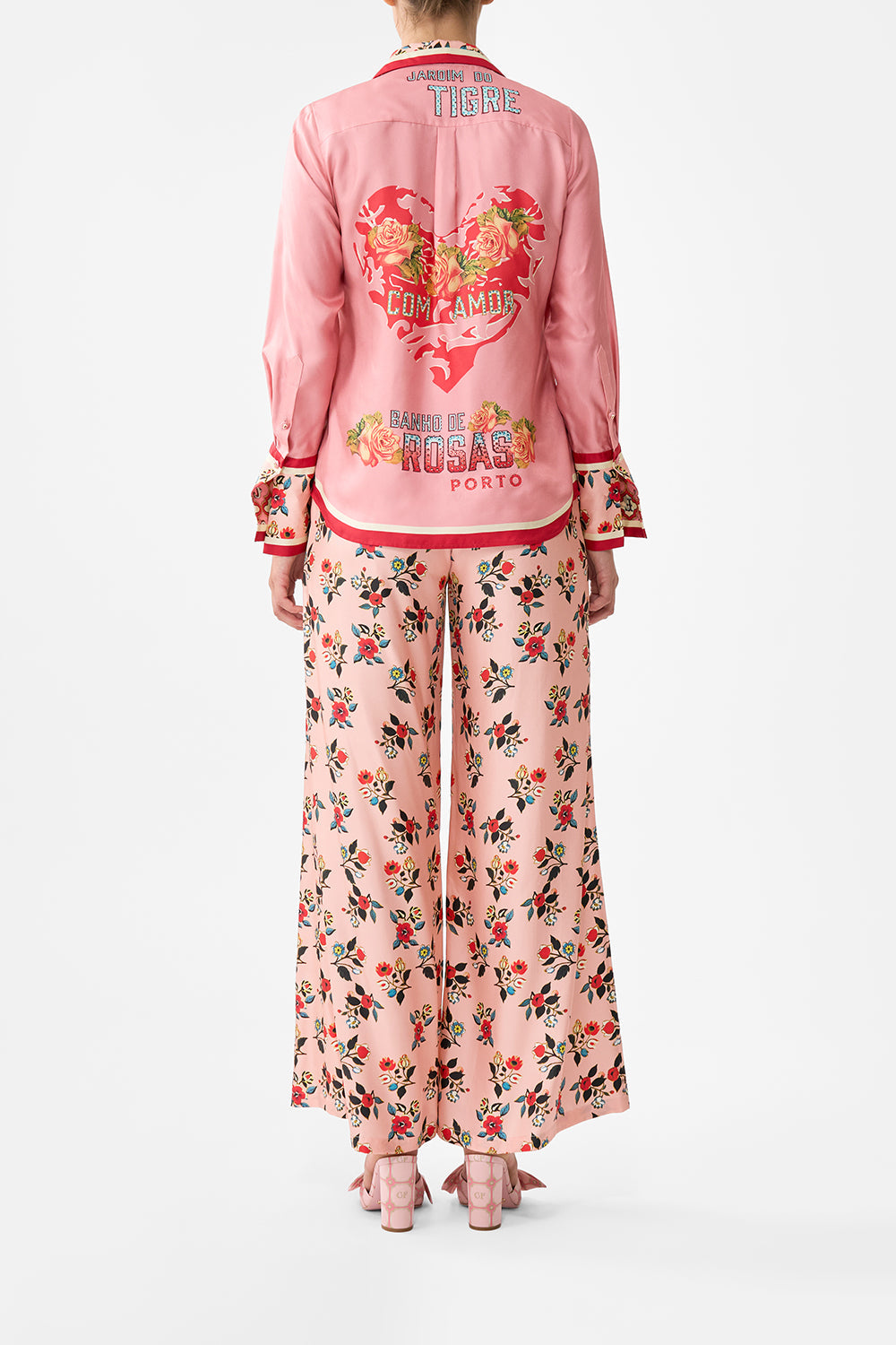 The CAMILLA PYJAMA SHIRT PINK PORTO in our  print.