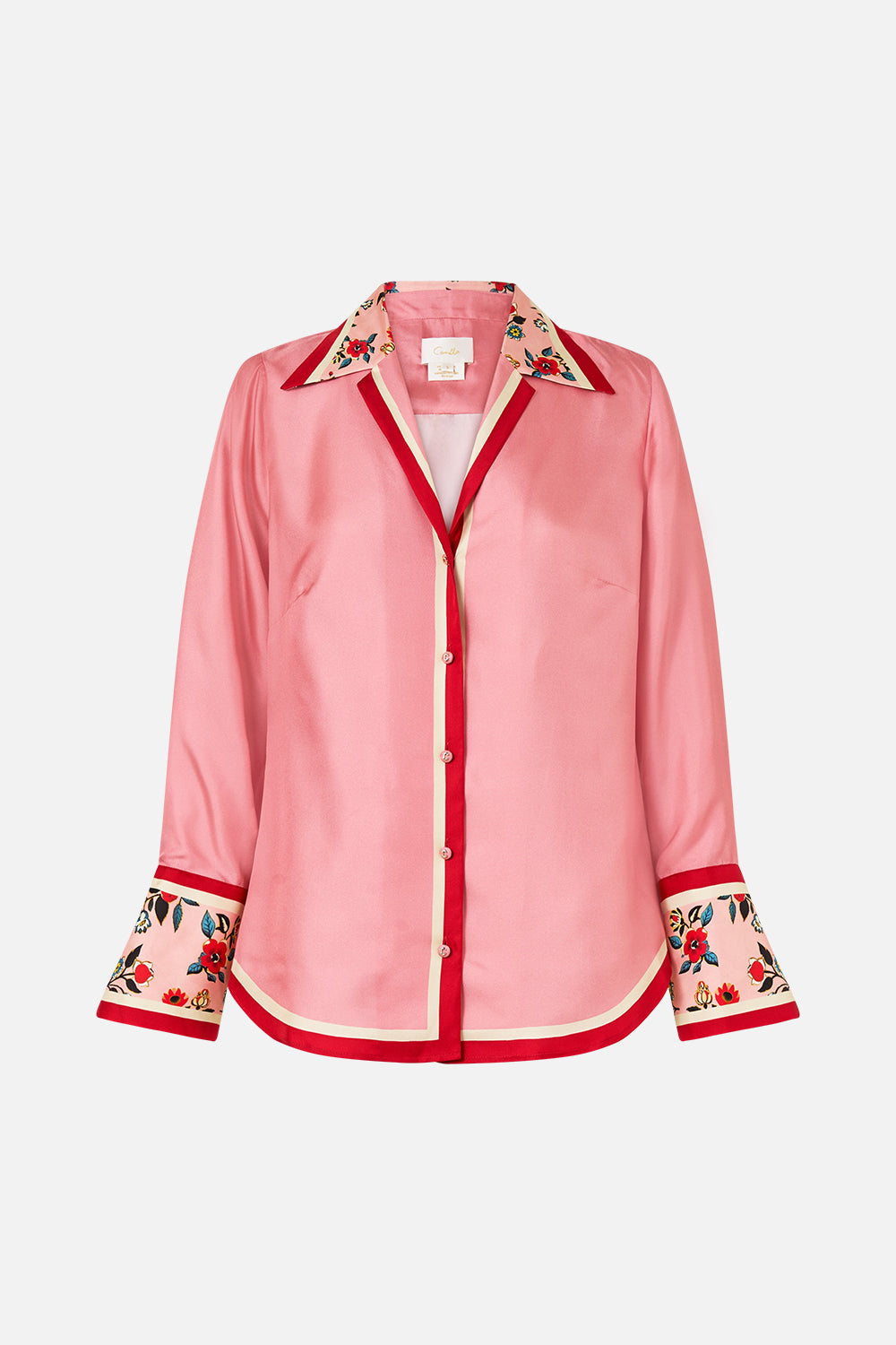 The CAMILLA PYJAMA SHIRT PINK PORTO in our  print.
