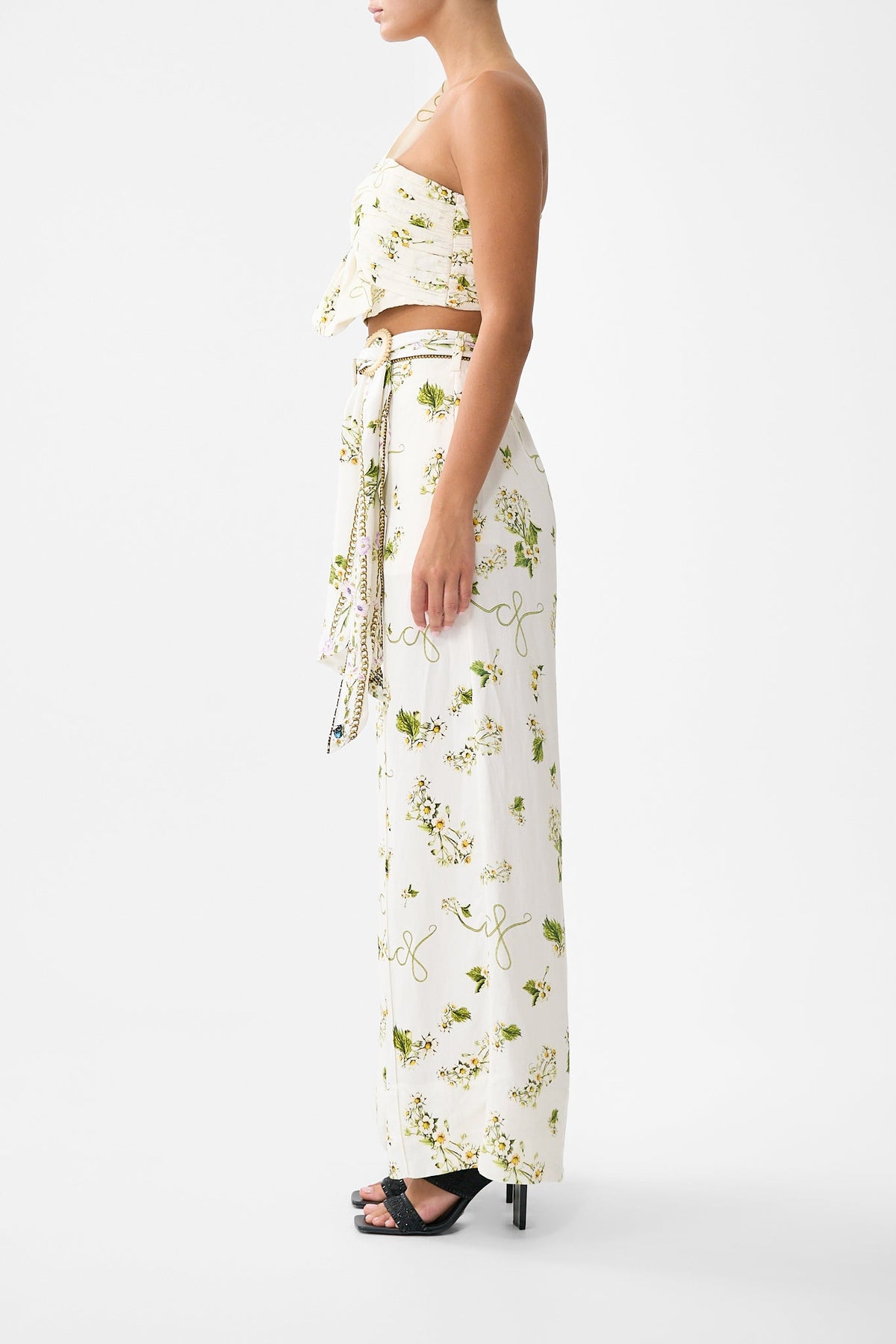 The CAMILLA Asymmetric Bow Top in our Botanical Utopia print.