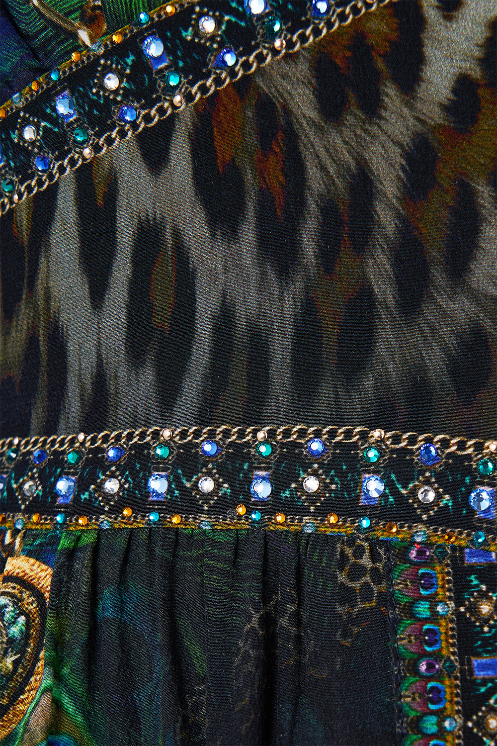 The CAMILLA Kimono Sleeve Dress With Shirring Detail in our Dominican Decadence print.