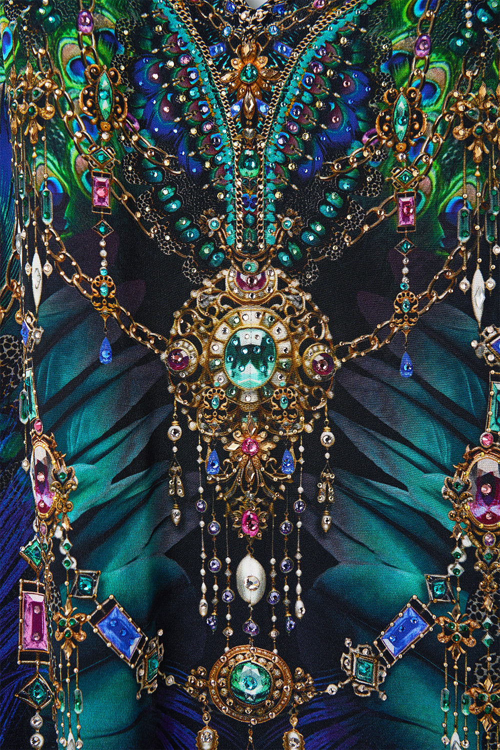 The CAMILLA V Neck Flared Jumpsuit in our Dominican Decadence print.