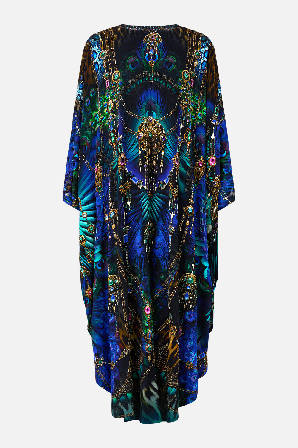 The CAMILLA JERSEY LONG KAFTAN WITH ROUNDED HEM DOMINICAN DECADENCE in our  print.