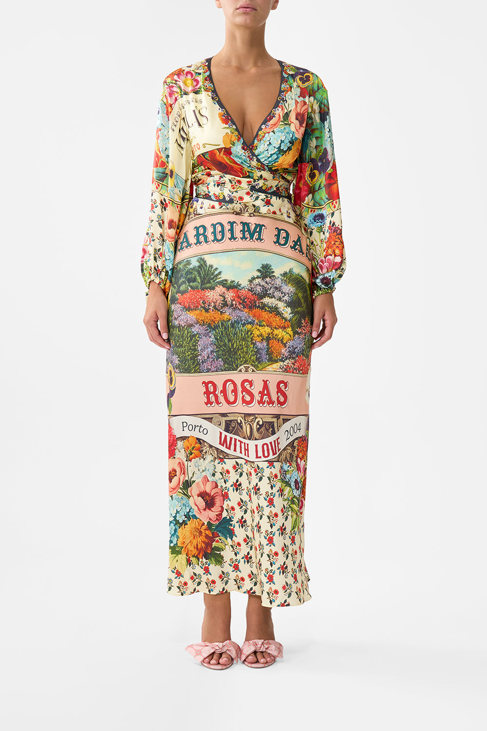 The CAMILLA Blouson Sleeve Bias Dress in our Aromatic Amor print.