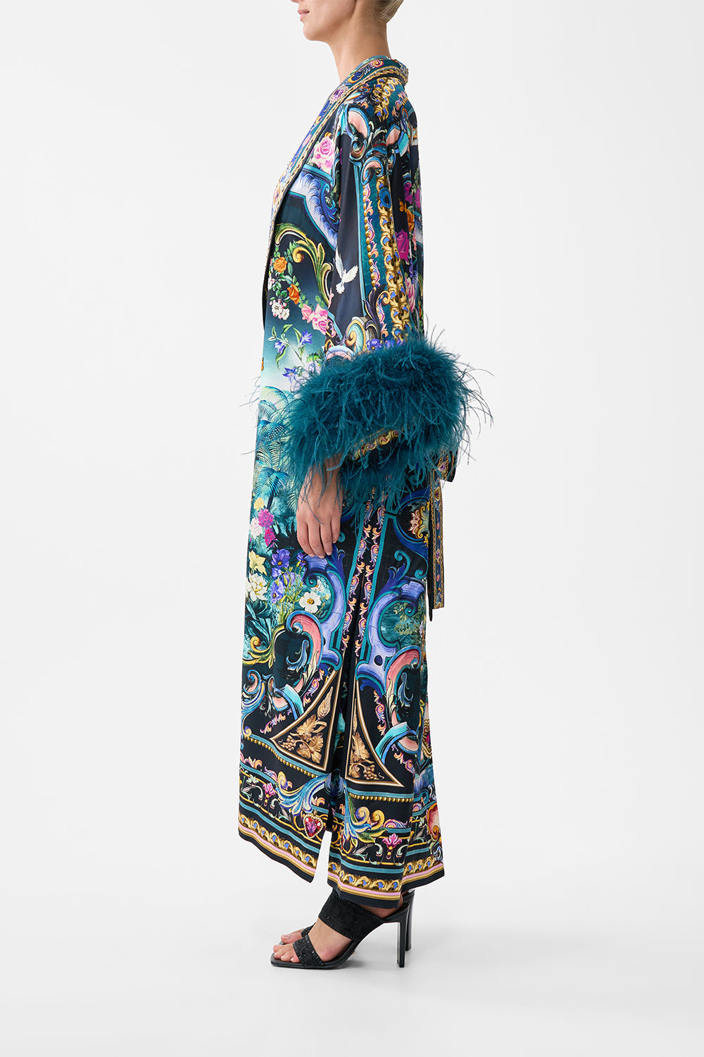 The Basked In Baroque Long Robe With Narrow Collar And