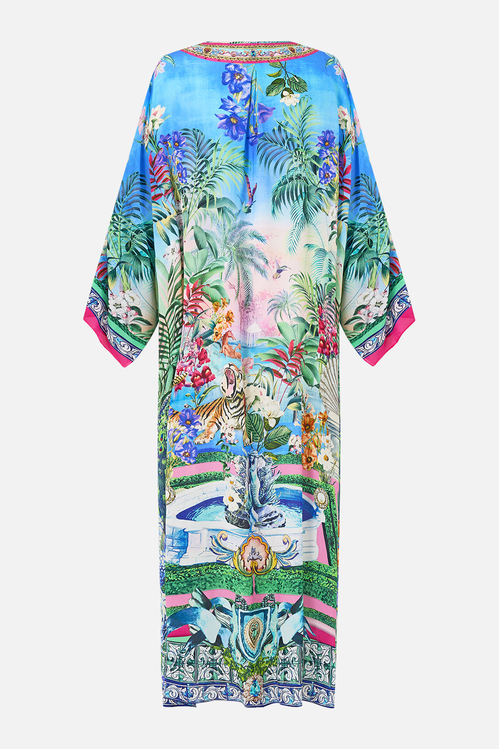 The CAMILLA V Neck Kaftan With Ties in our Spirit Of Santa Maria print.
